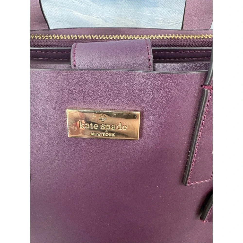 Kate Spade New York Plum Purple Leather Satchel Crossbody Bag Gold Hardware
